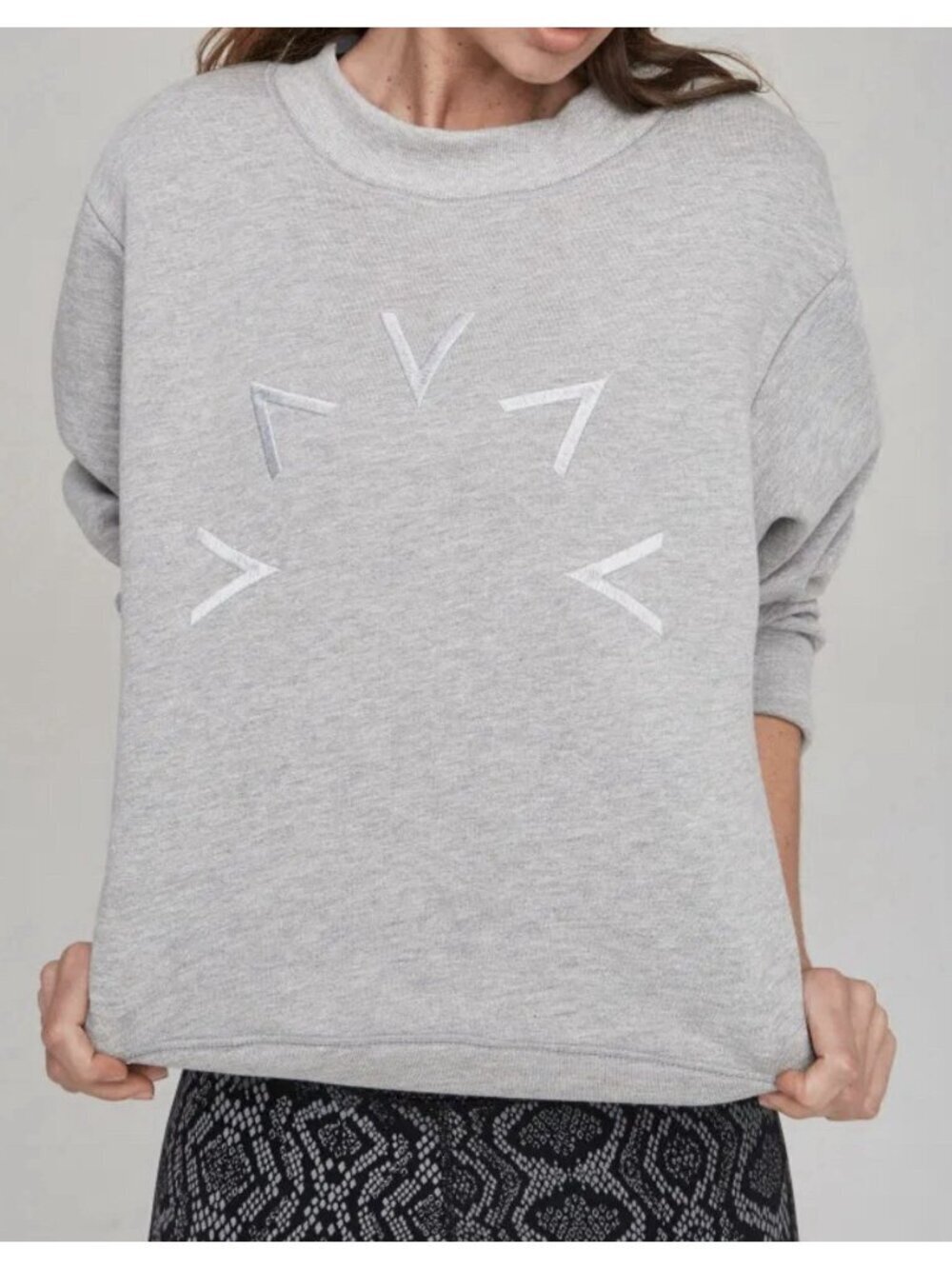 VARLEY Cropped Sweatshirt Small Oatmeal - Knoll Short Sleeve Gym Workout